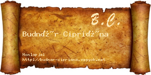 Budnár Cipriána névjegykártya